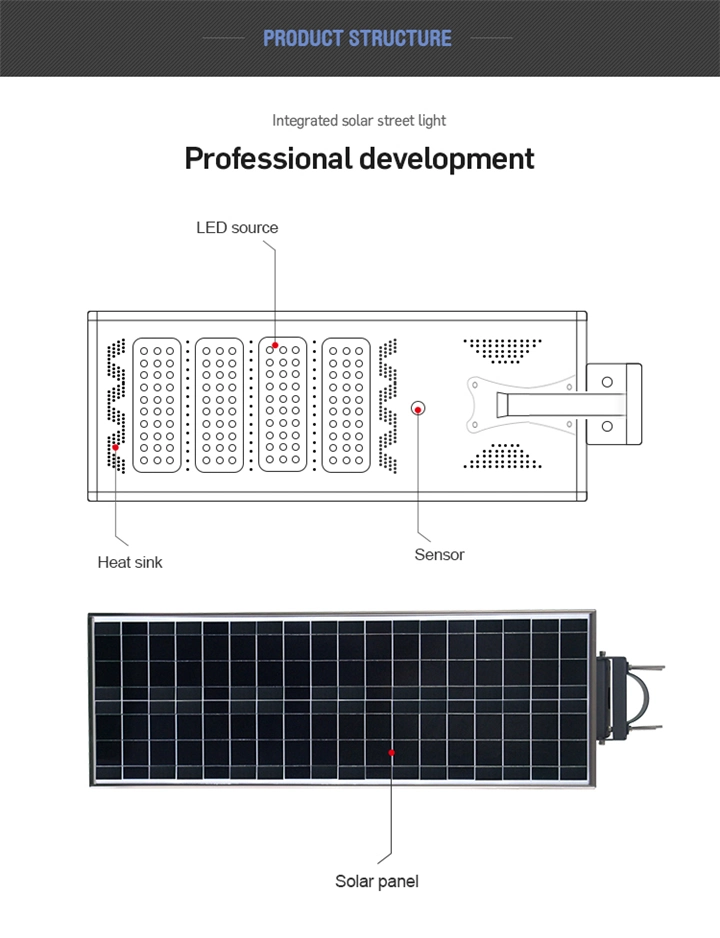 Hepu 30W 60W 70W 80W Solar Street LED Light RoHS Certification High Efficiency High Brightness All in One Solar Integrated Outdoor Light/Lamp